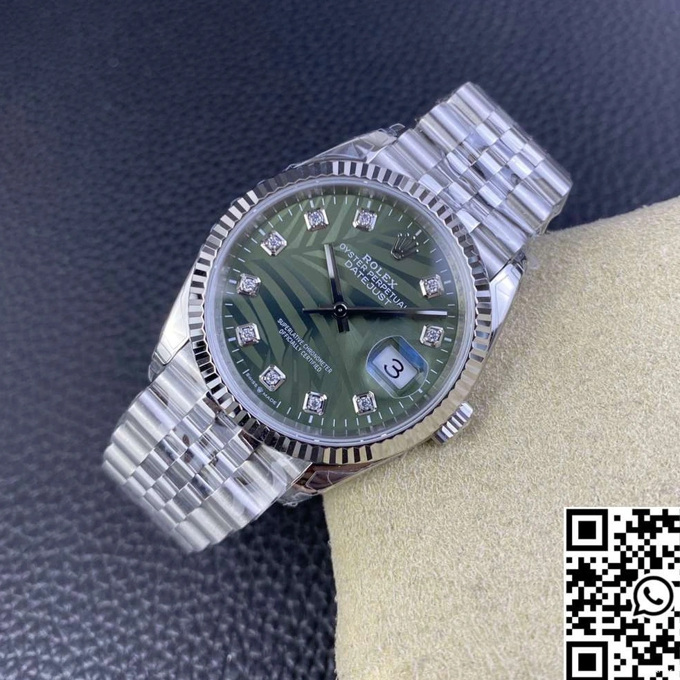 Factory Motif Clean Diamond Rolex 36MM Datejust Steel Hourmarker M126234 Green Stainless Dial 1221